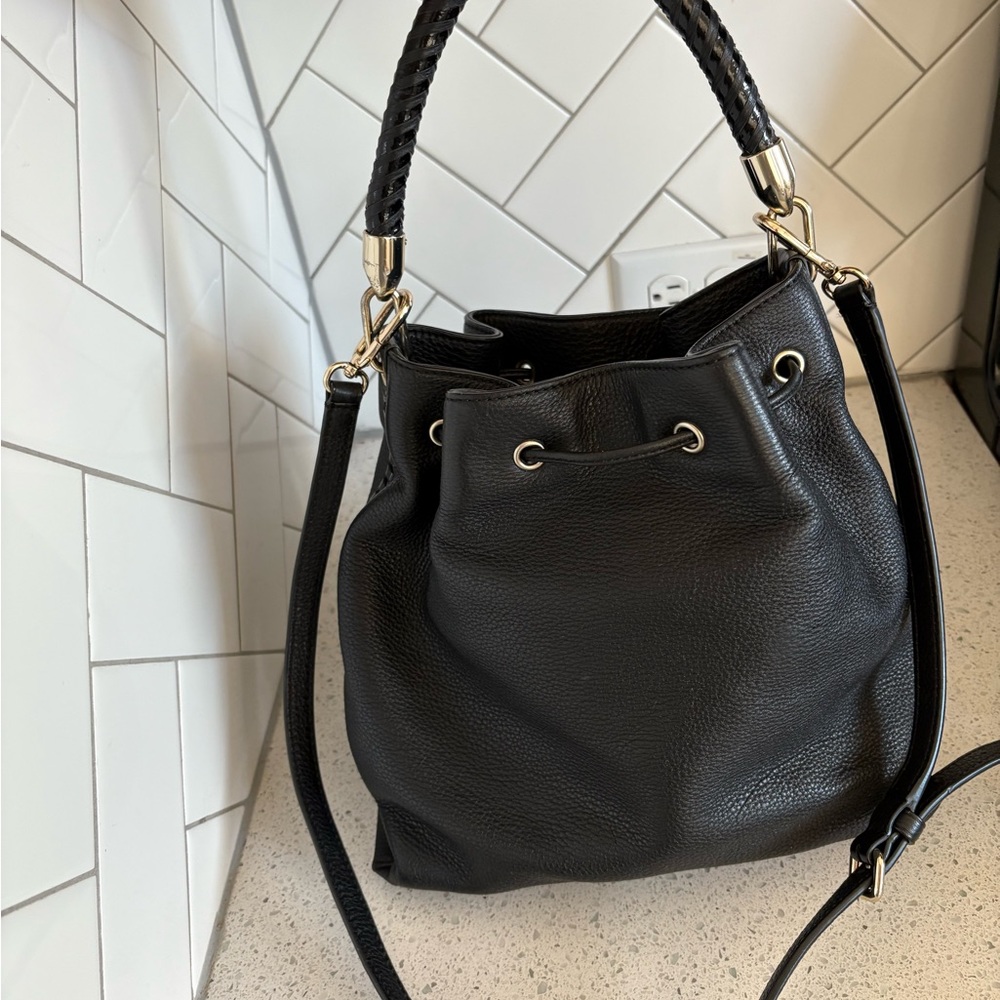 Kate Spade Black Leather Drawstring Bag - Picture 6 of 7